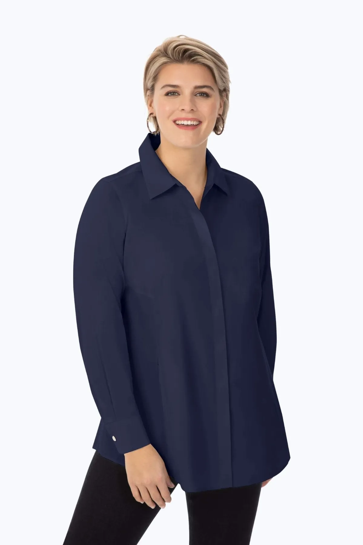 Cici Plus Stretch No Iron Long Sleeve Tunic