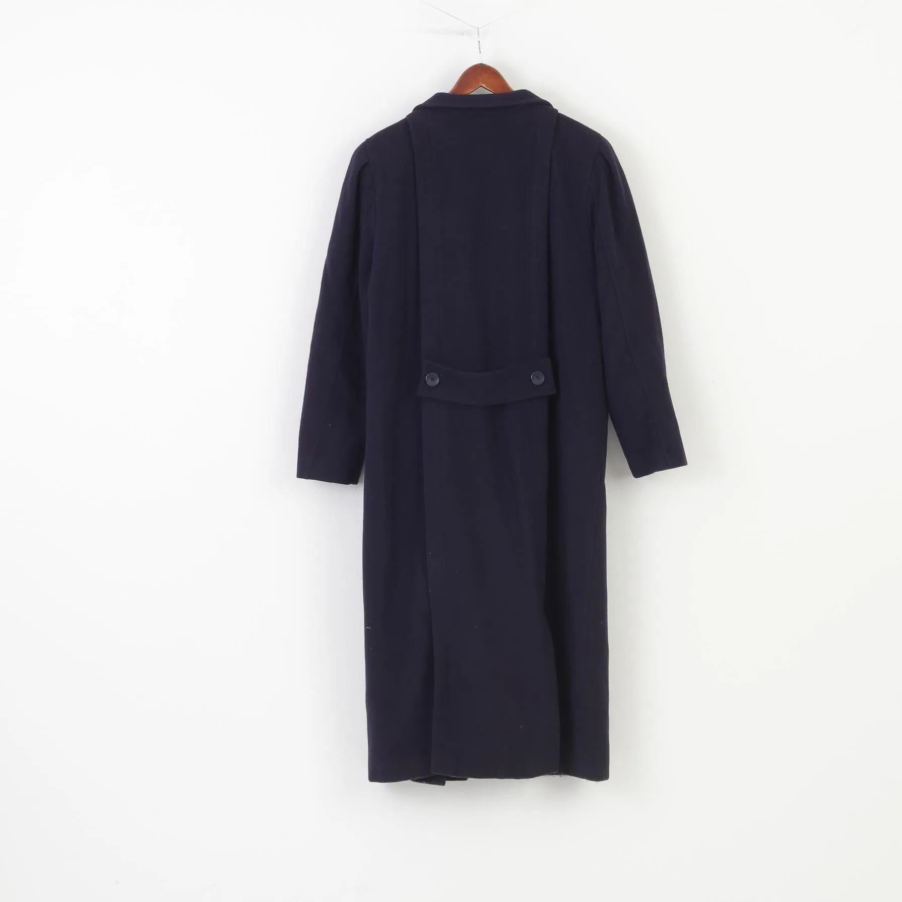 Creation Geissler Woman 42 Coat Wool Navy Breasted Bottoms Winter Vintage
