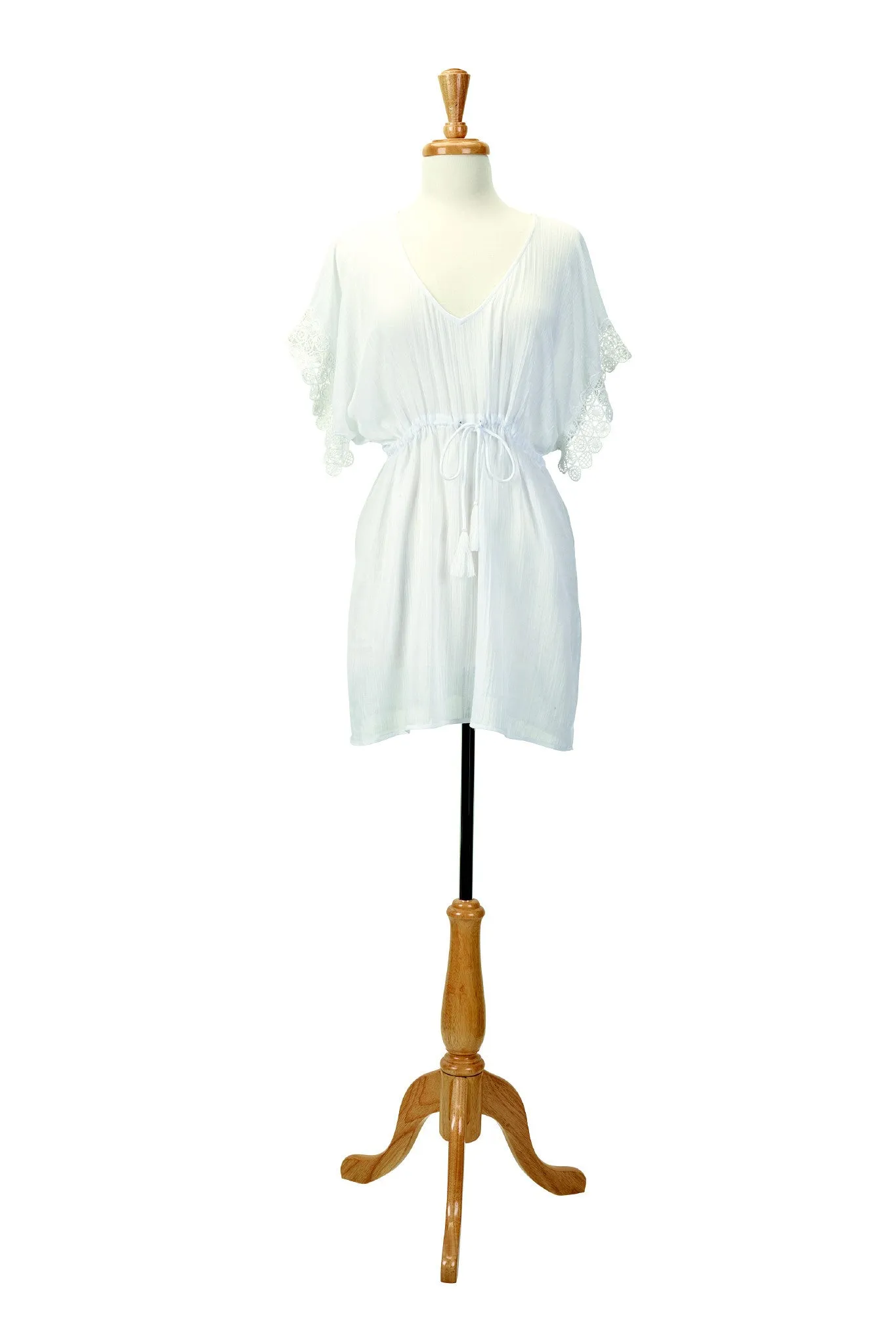 Crochet Sleeve Trim Crinkle Tunic by San Diego Hat Company