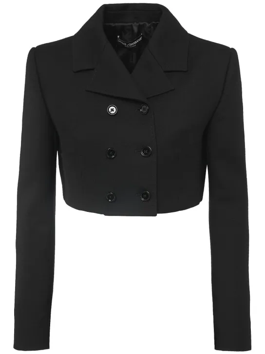 Dolce&amp;Gabbana   Double breasted wool crepe crop blazer 