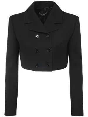 Dolce&amp;Gabbana   Double breasted wool crepe crop blazer 