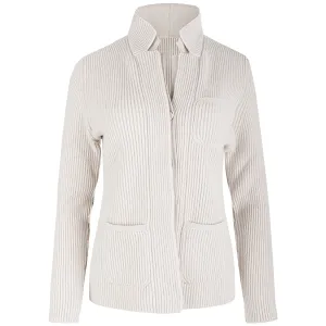 Double Collar Placket Blazer in Beige