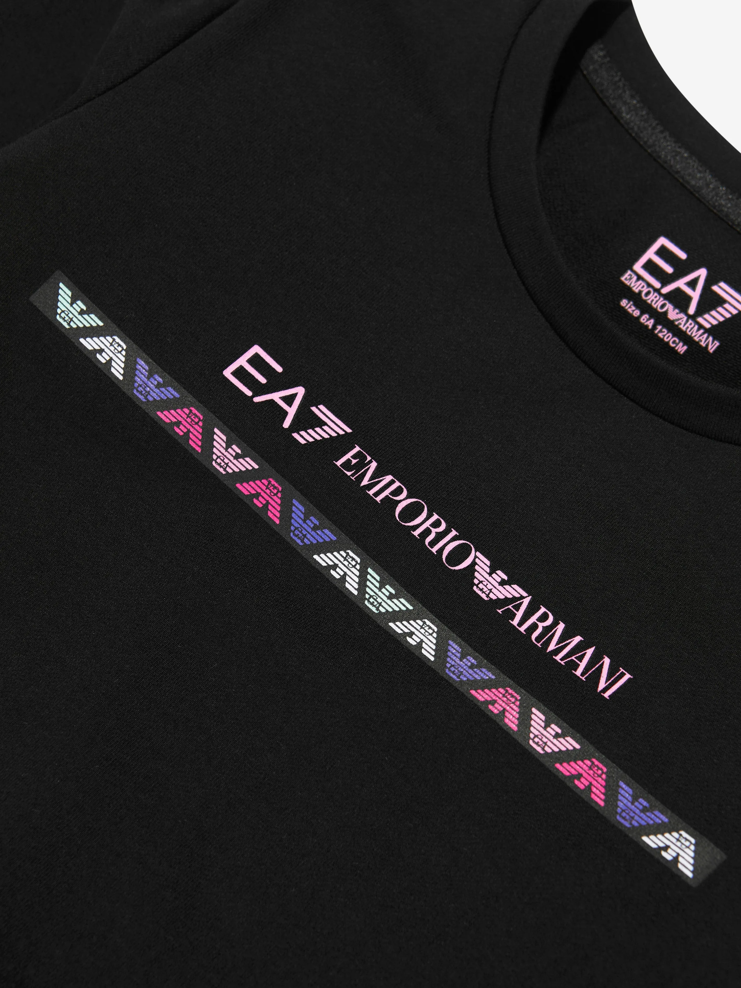 EA7 Emporio Armani Girls Train Logo Tape Sweatshirt in Black