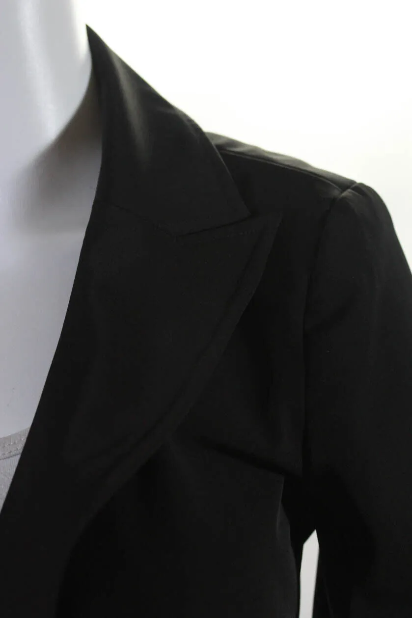 Elizabeth & James Black Pointed Lapel Ruched Short Blazer
