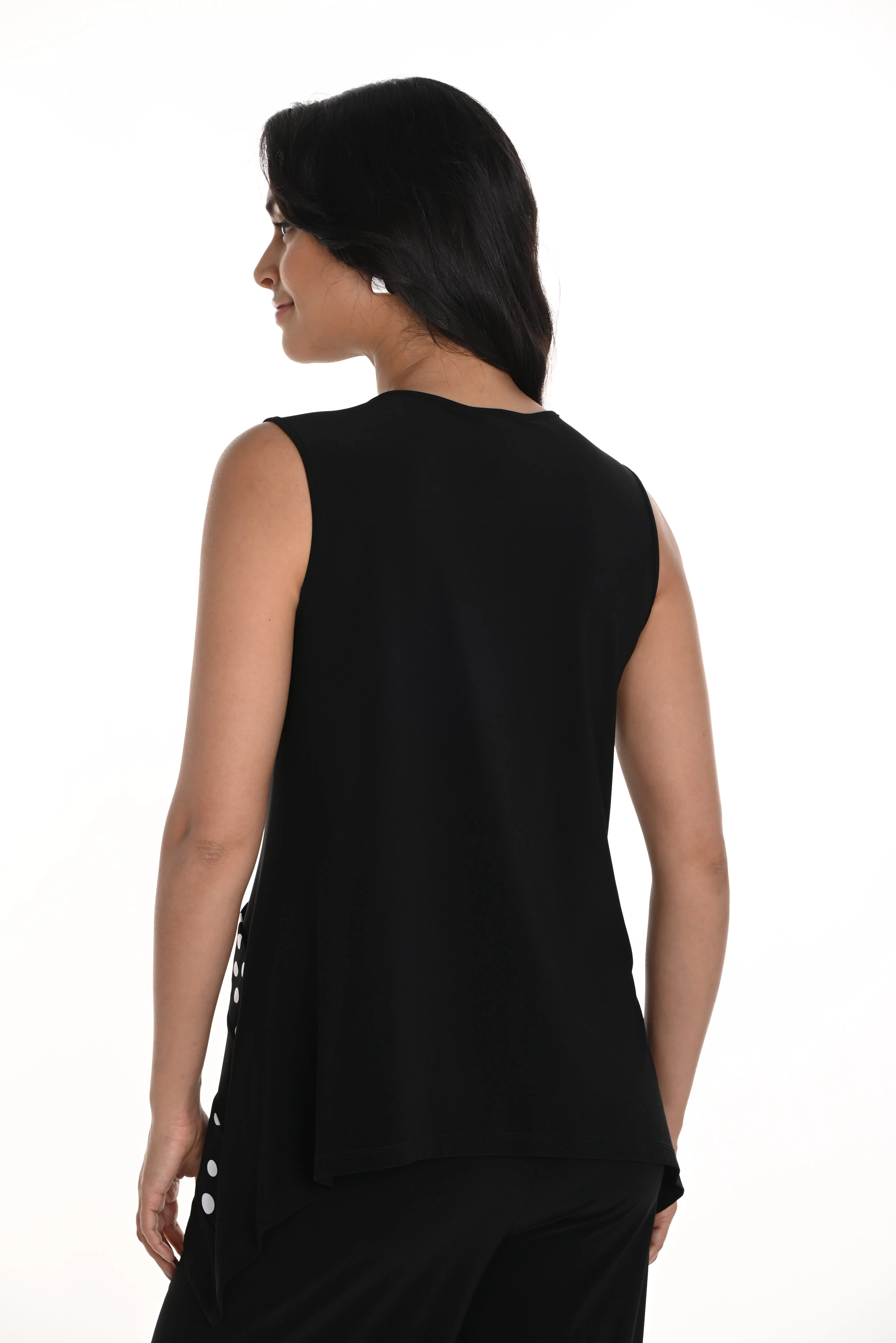 Frank Lyman Spring 2025-256310-1001-Knit Tunic-Black/White