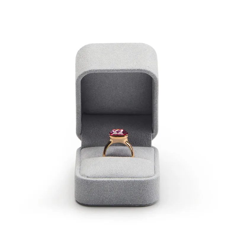Gray Microfiber Ring Gift Box H059