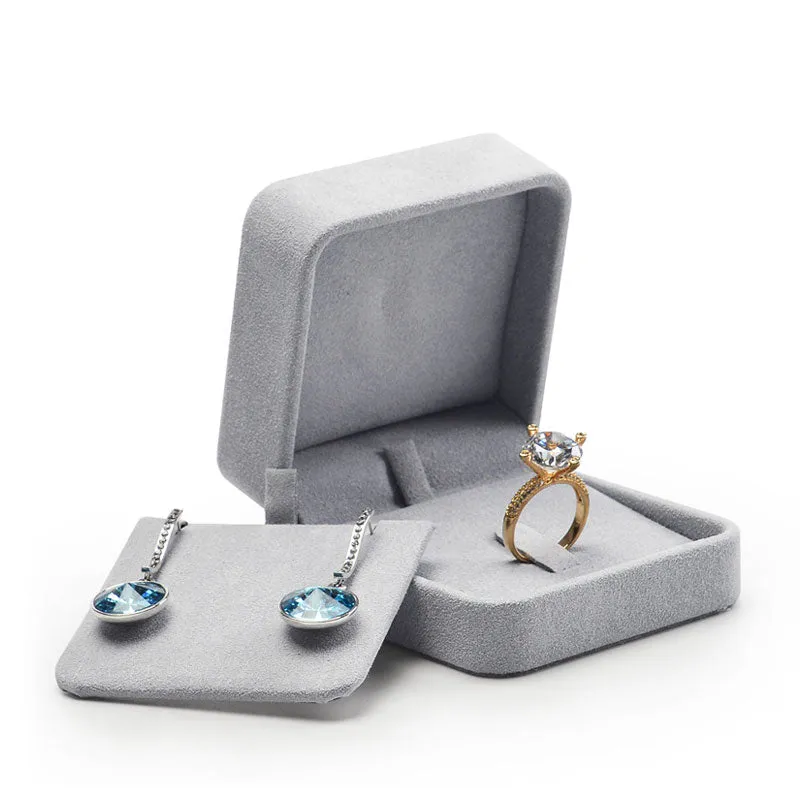 Gray Microfiber Ring Gift Box H059