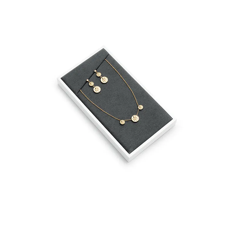 Gray Microfiber Ring Necklace Jewelry Display Set TT146