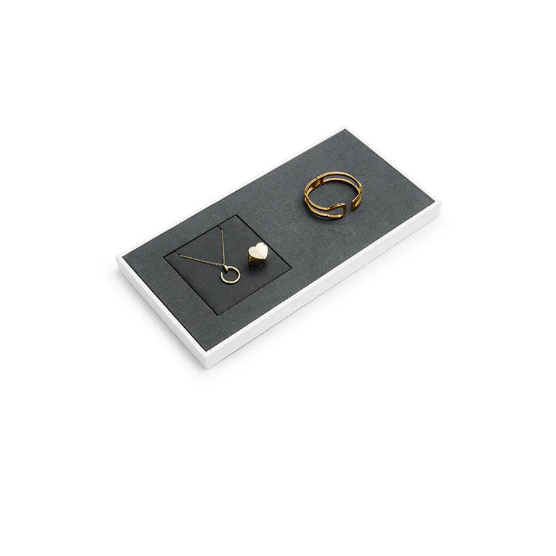 Gray Microfiber Ring Necklace Jewelry Display Set TT146