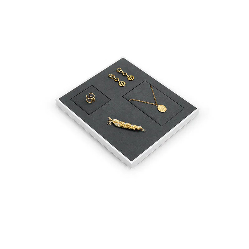 Gray Microfiber Ring Necklace Jewelry Display Set TT146