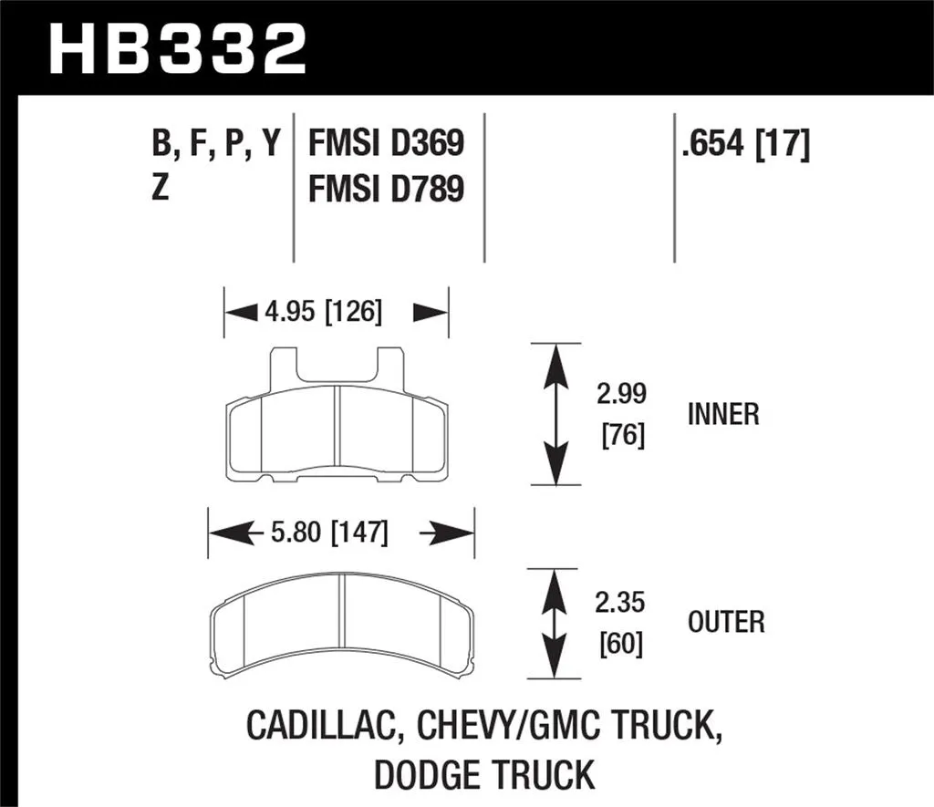 Hawk HPS Brake Pads Chevy Blazer (1992-1994) Front Set HB332F.654