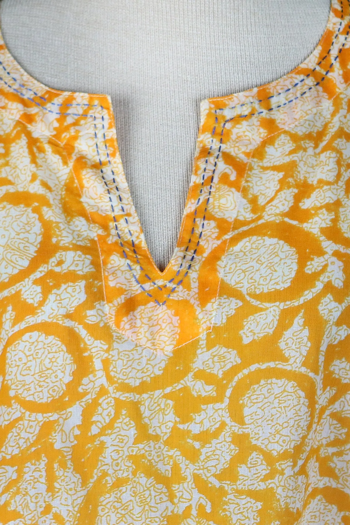 Holi Orange KikiSol Tunic with Gray Blue Trim