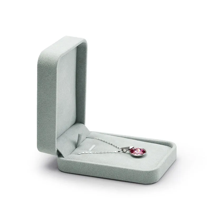Ice Blue Microfiber Necklace Pendant Gift Box H060