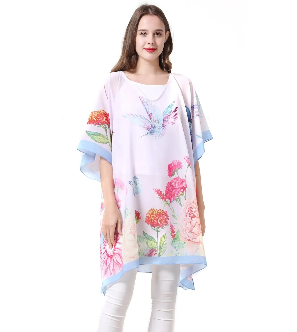 JC061902 Hummingbird V-Neck Tunic