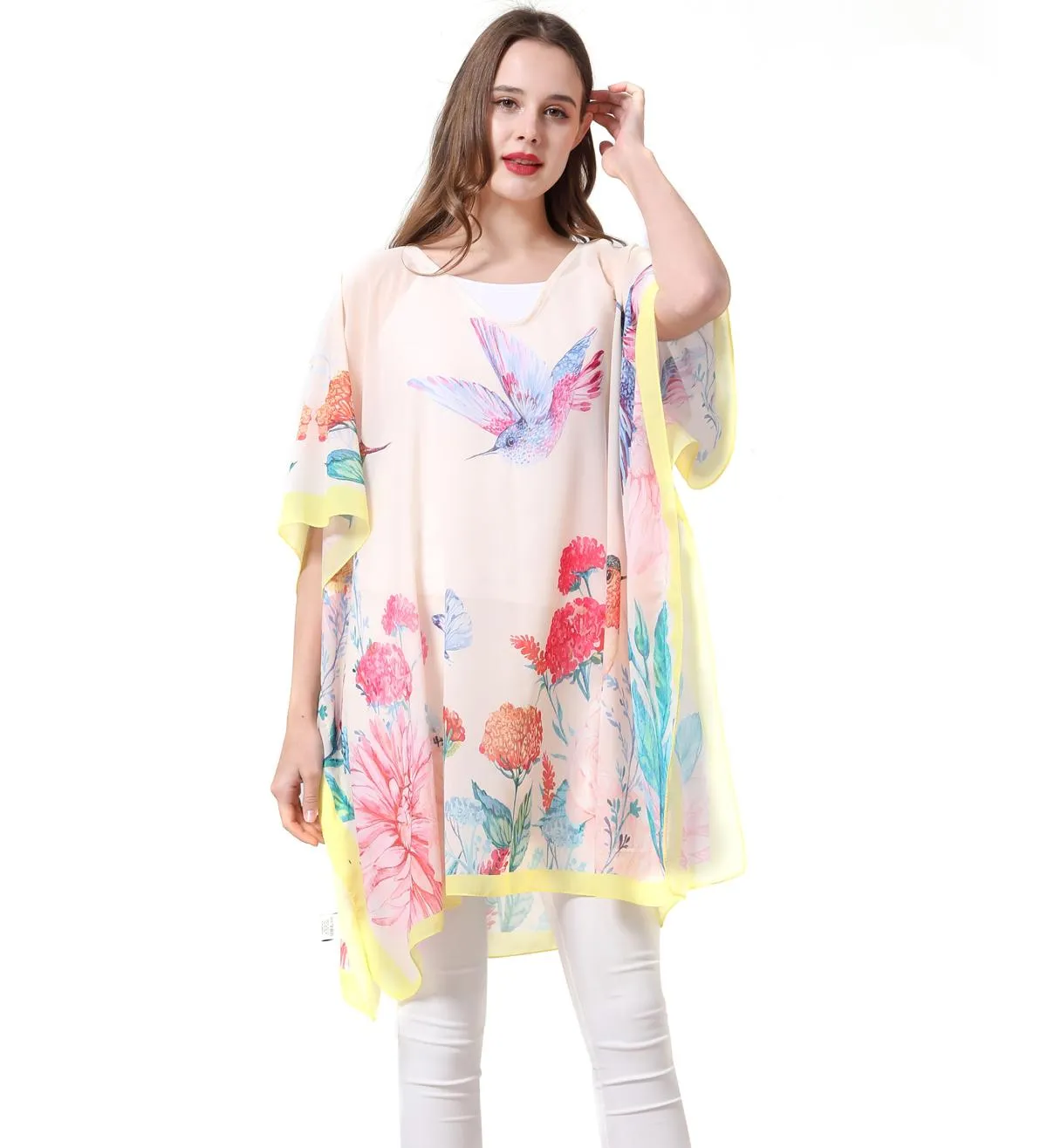 JC061902 Hummingbird V-Neck Tunic