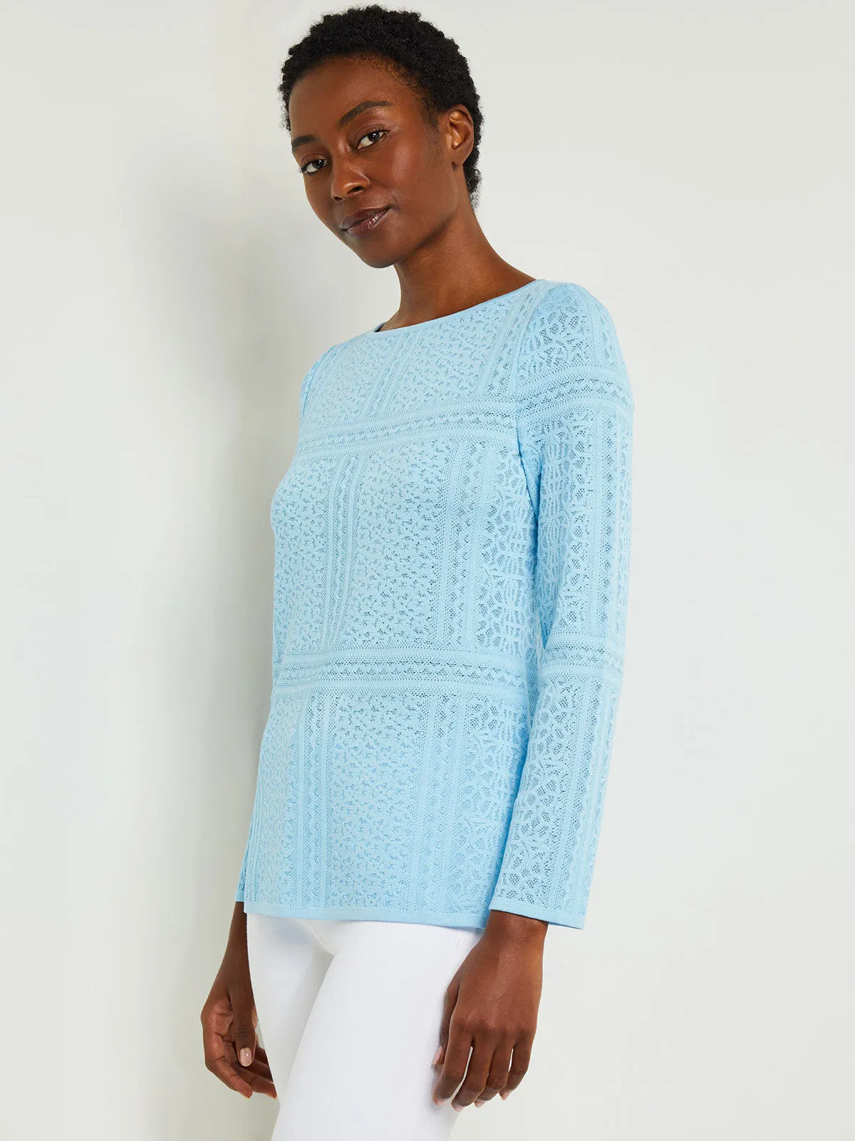 Jewel Neck Tunic - Burnout Knit