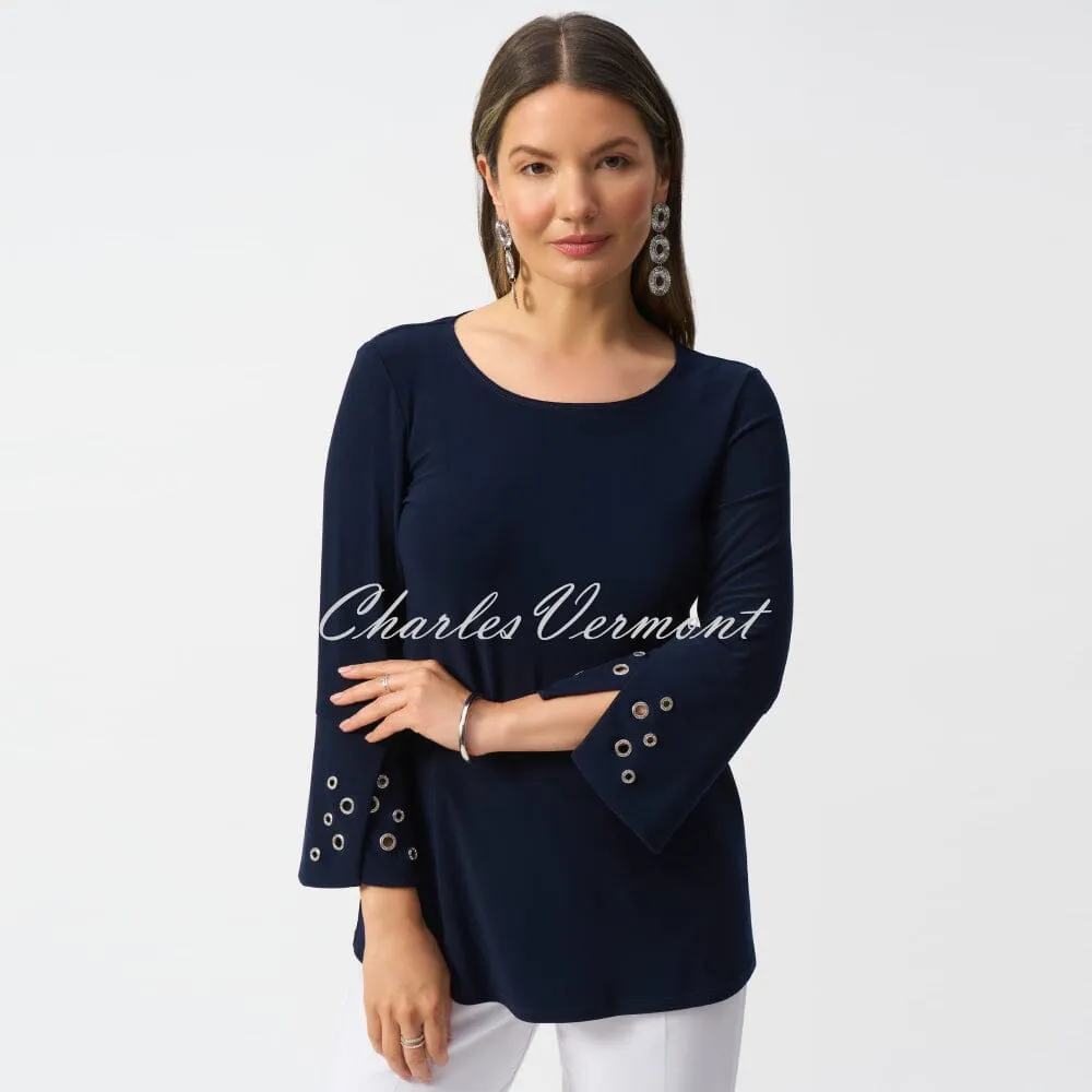 Joseph Ribkoff Tunic Top With Rhinestone Eyelet Sleeves - Style 251141