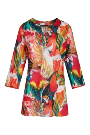 KikiSol Parrot Tunic with Papaya Trim