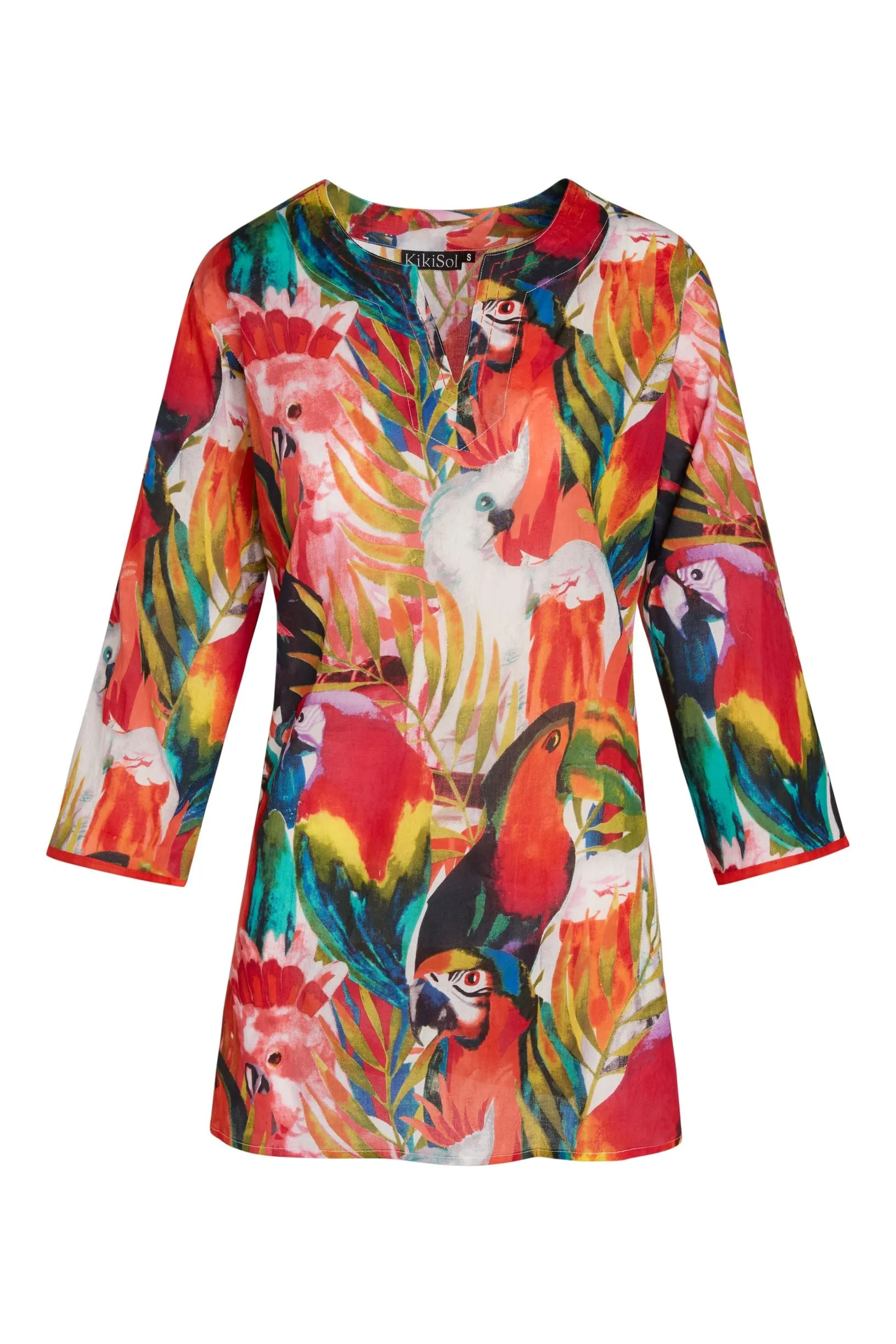 KikiSol Parrot Tunic with Papaya Trim