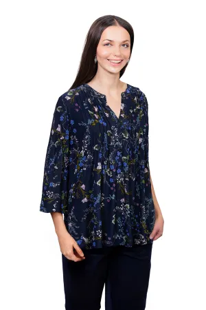 La Cera Pleated Floral Print Tunic