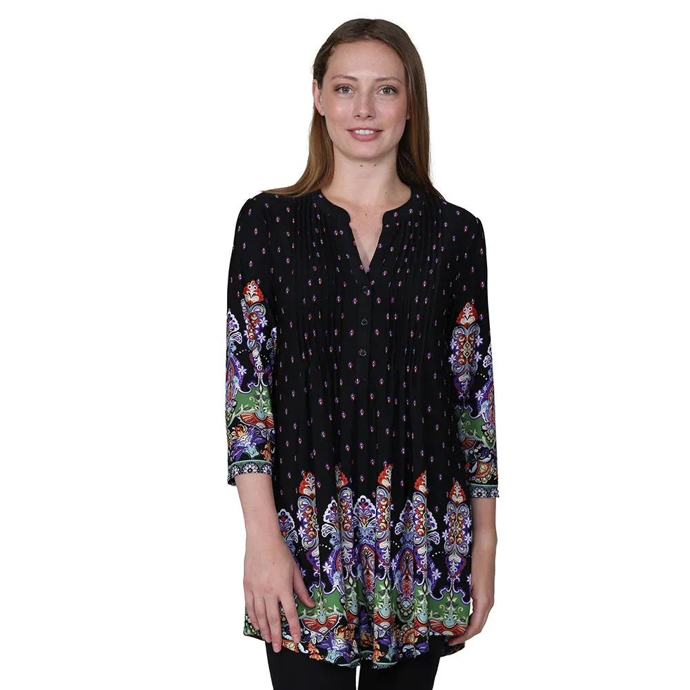 La Cera Renaissance Paisley Print Tunic
