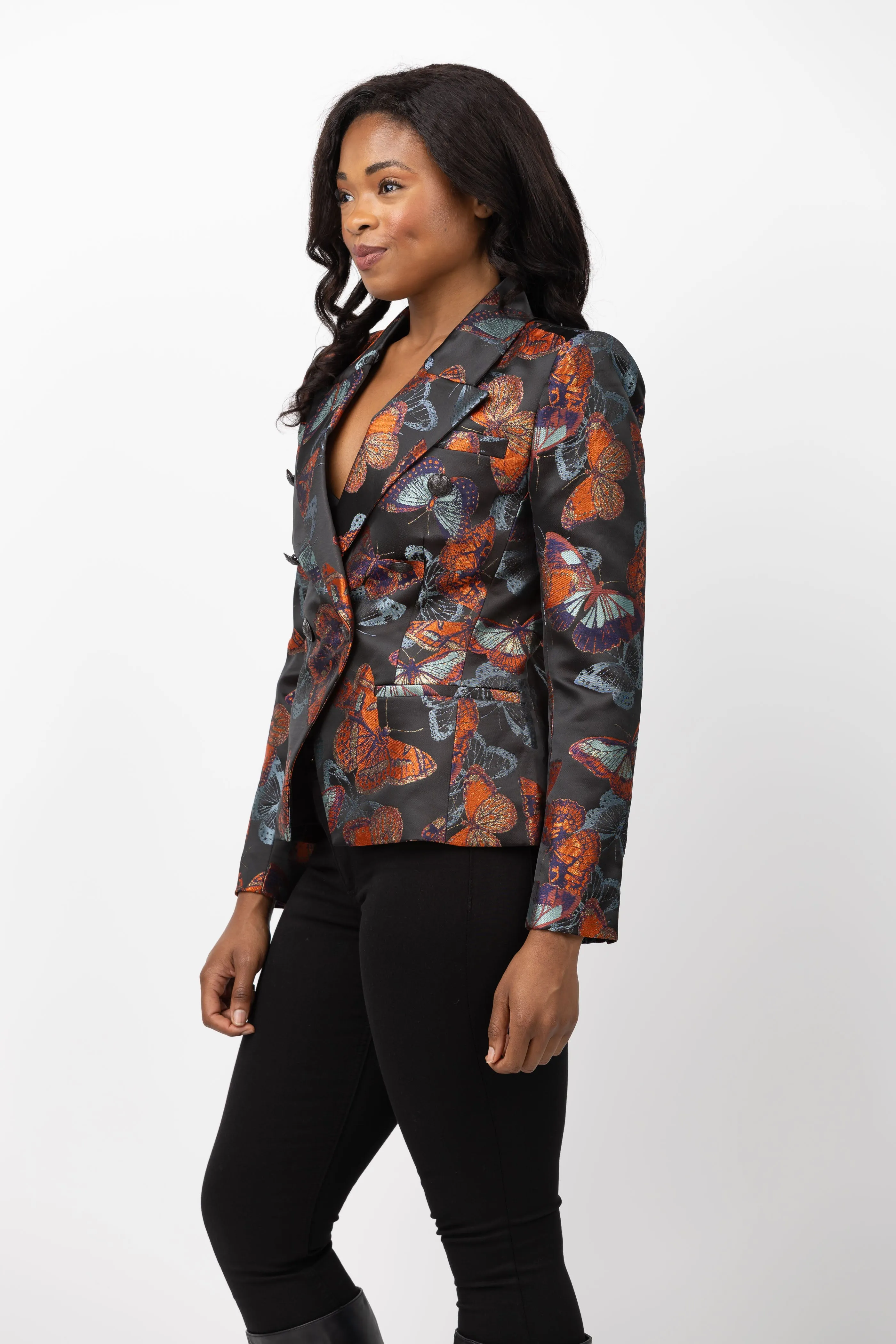 Lagence Marie Double Breasted Balzer in Multi Butterfly