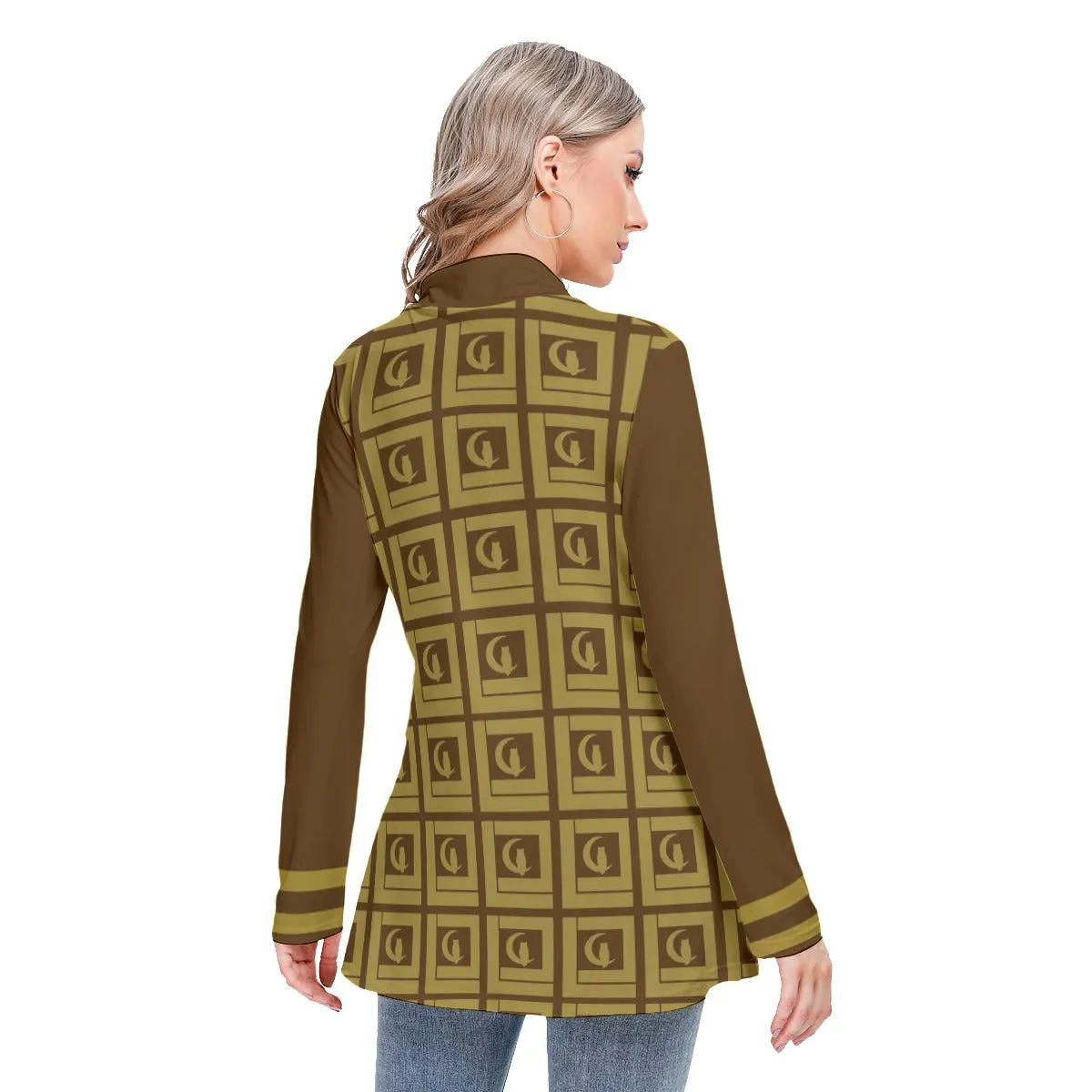 LCC VINTAGE Long-sleeved Heap-neck Slim Casual Tunic Blouse