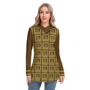 LCC VINTAGE Long-sleeved Heap-neck Slim Casual Tunic Blouse