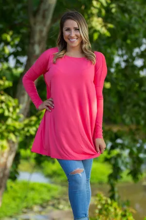 Long Sleeve Piko Tunic - Coral