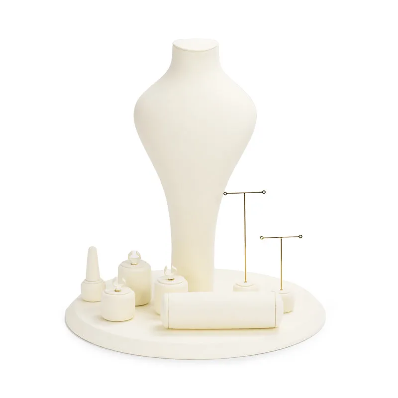 Luxury Beige Microfiber Jewelry Display Set TT090