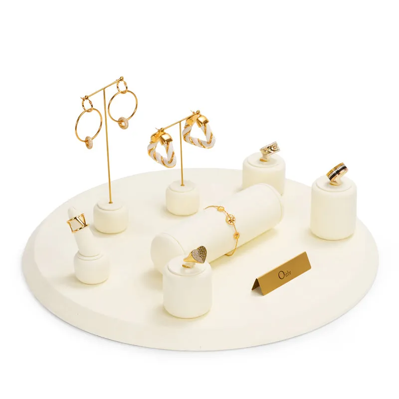 Luxury Beige Microfiber Jewelry Display Set TT090