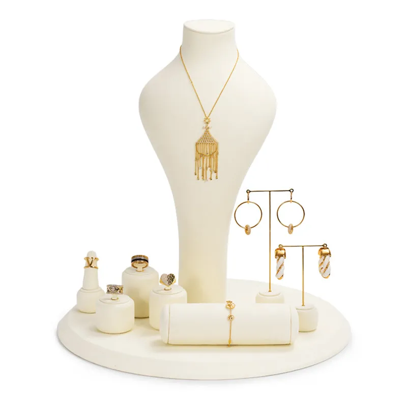 Luxury Beige Microfiber Jewelry Display Set TT090