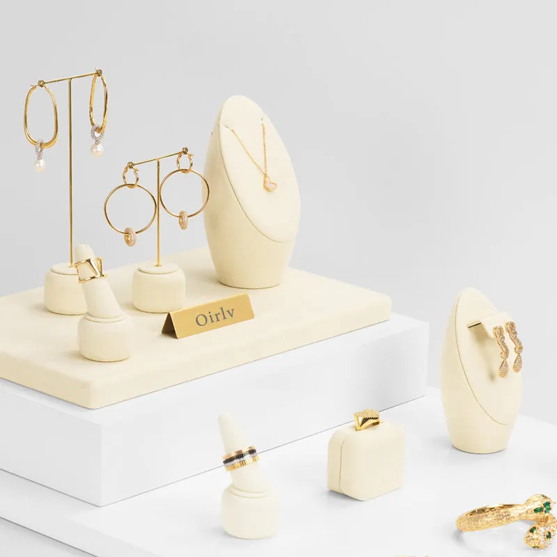 Luxury Beige Microfiber Jewelry Display Set TT101
