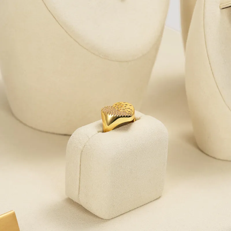 Luxury Beige Microfiber Jewelry Display Set TT101
