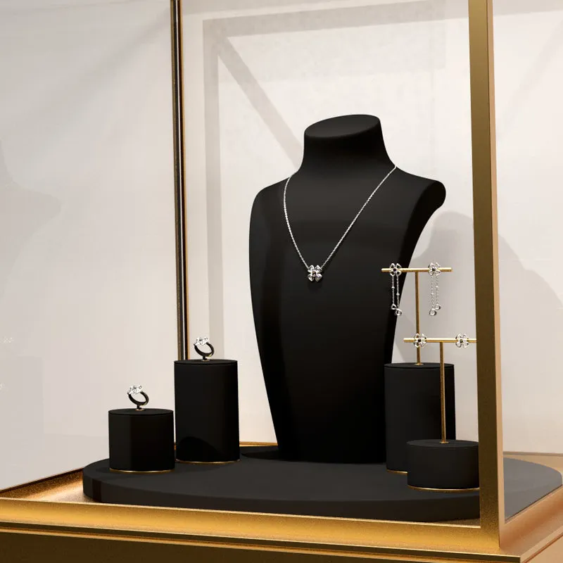 Luxury Black Microfiber Jewelry Display Set TT080