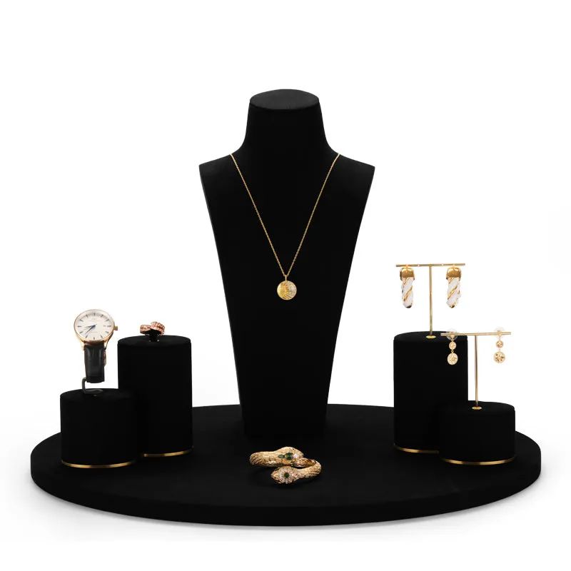 Luxury Black Microfiber Jewelry Display Set TT080