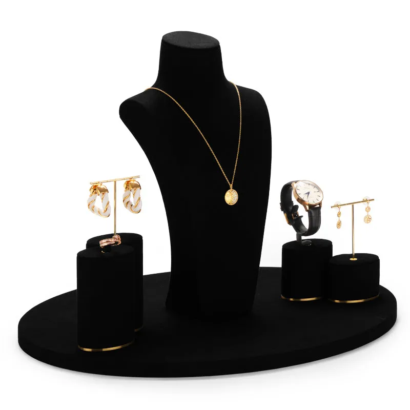 Luxury Black Microfiber Jewelry Display Set TT080