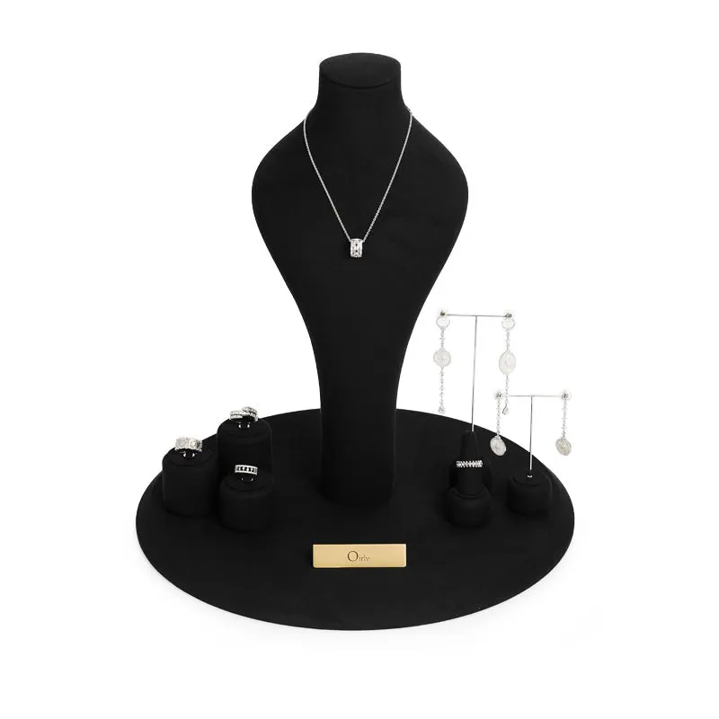 Luxury Black Microfiber Jewelry Display Set TT091