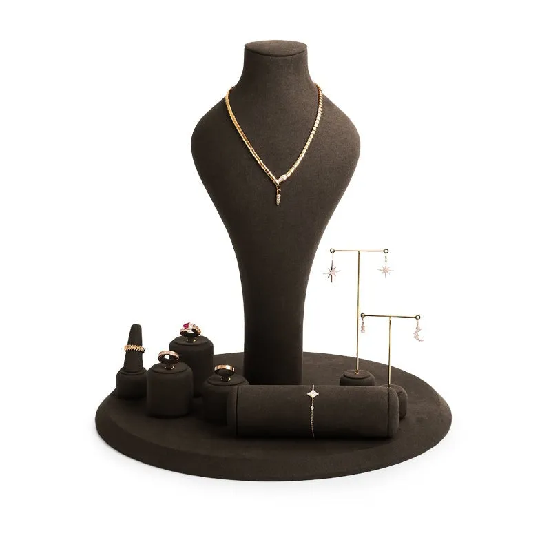 Luxury Coffee Microfiber Jewelry Display Set TT092