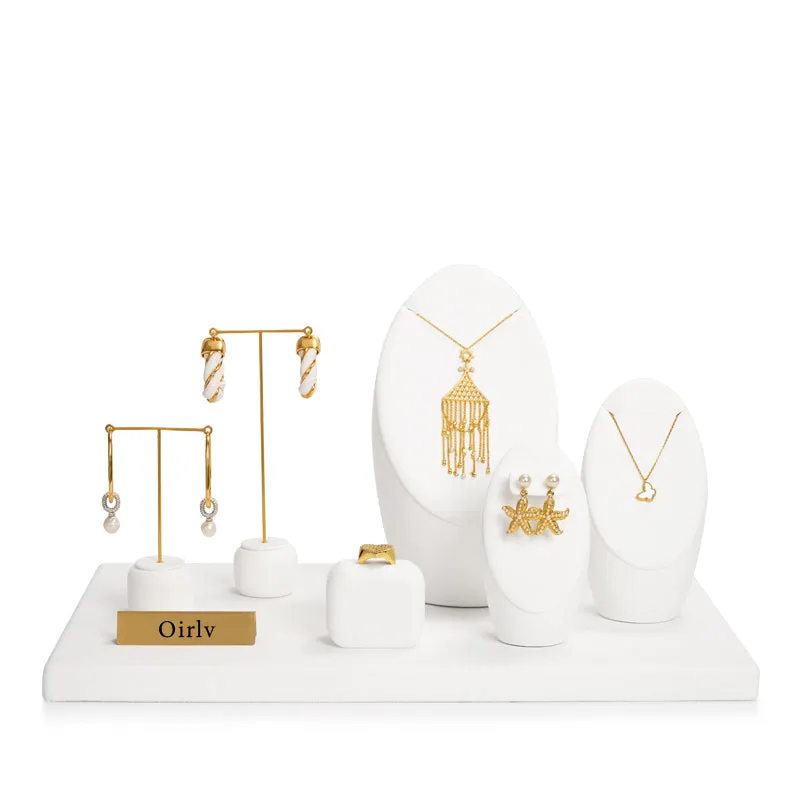Luxury White Microfiber Jewelry Display Set TT099