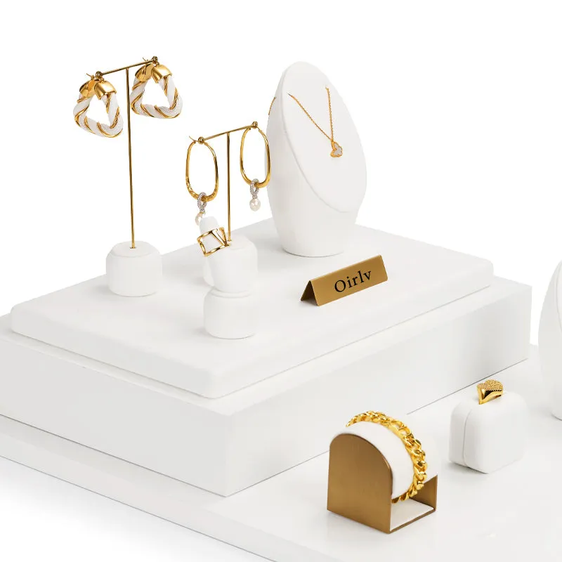 Luxury White Microfiber Jewelry Display Set TT099