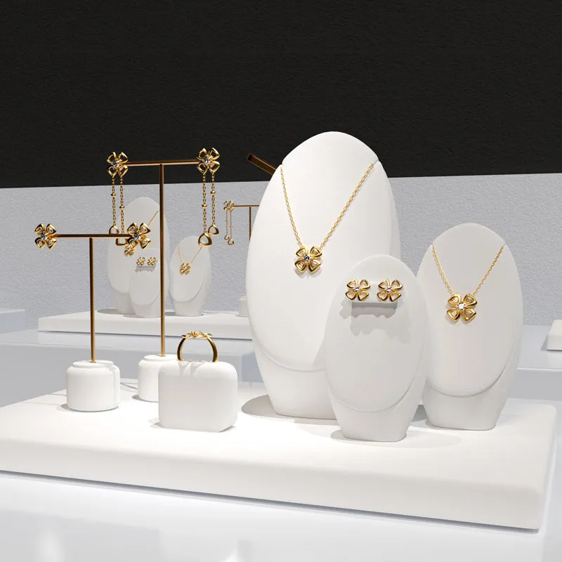 Luxury White Microfiber Jewelry Display Set TT099