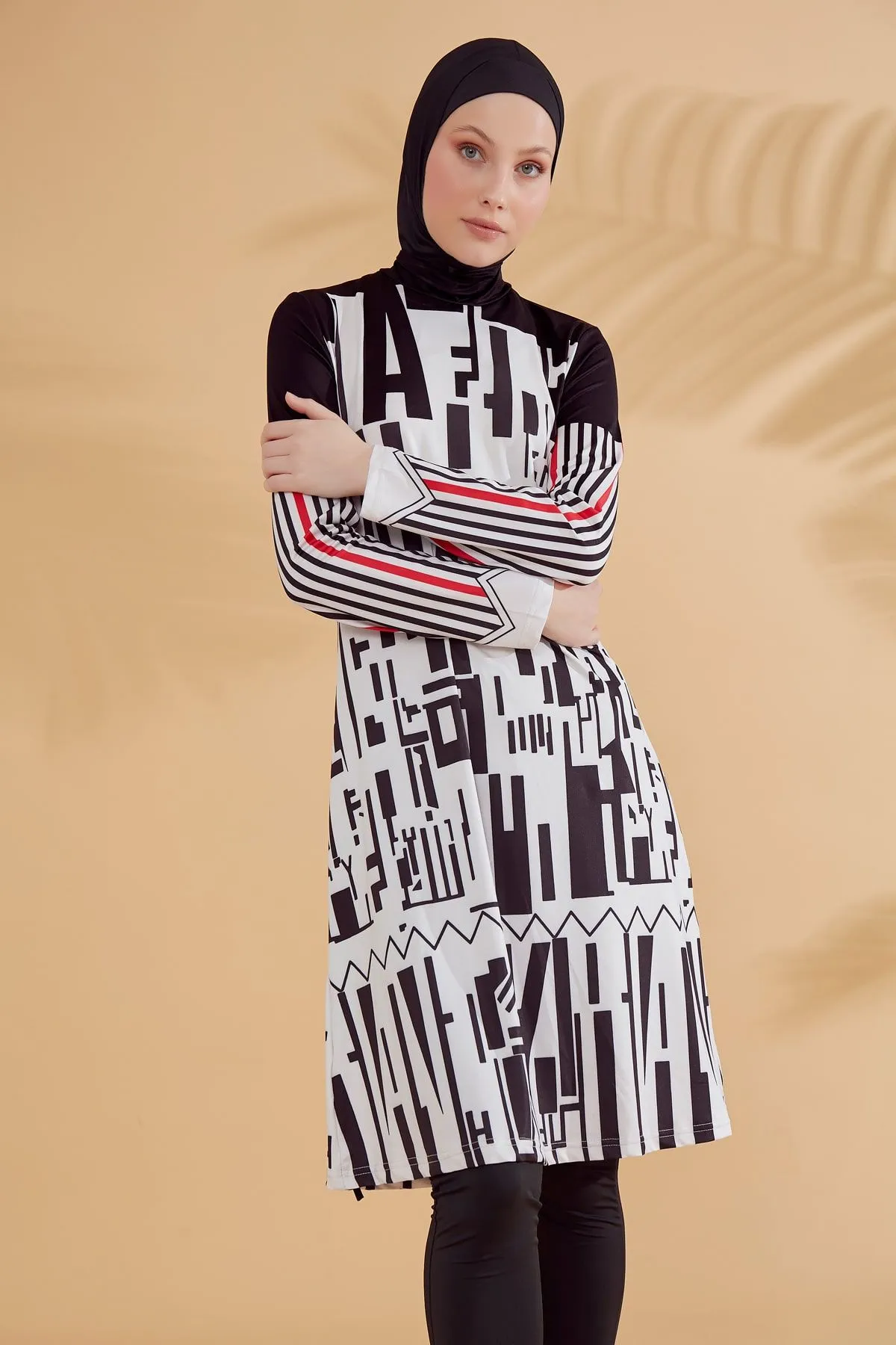 Lycra Black Burkini Modest Swimwear M2302