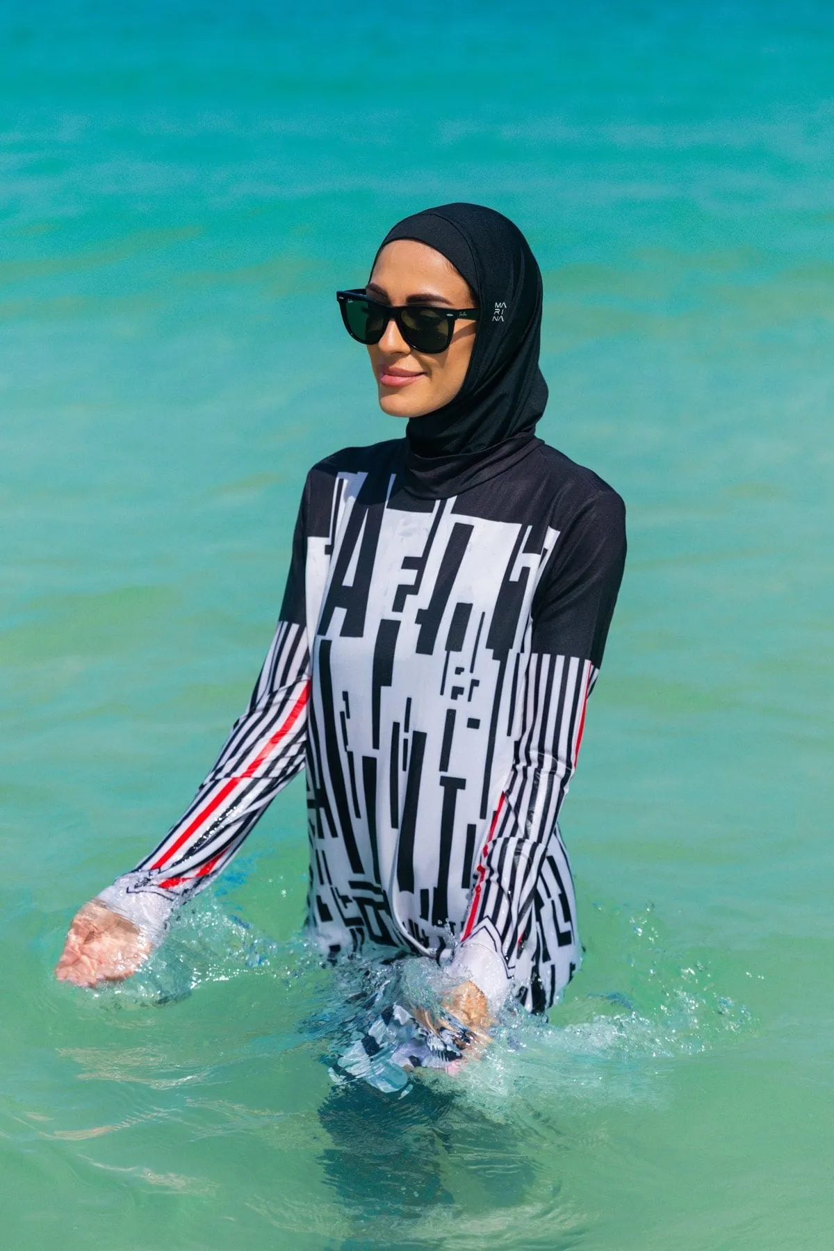 Lycra Black Burkini Modest Swimwear M2302