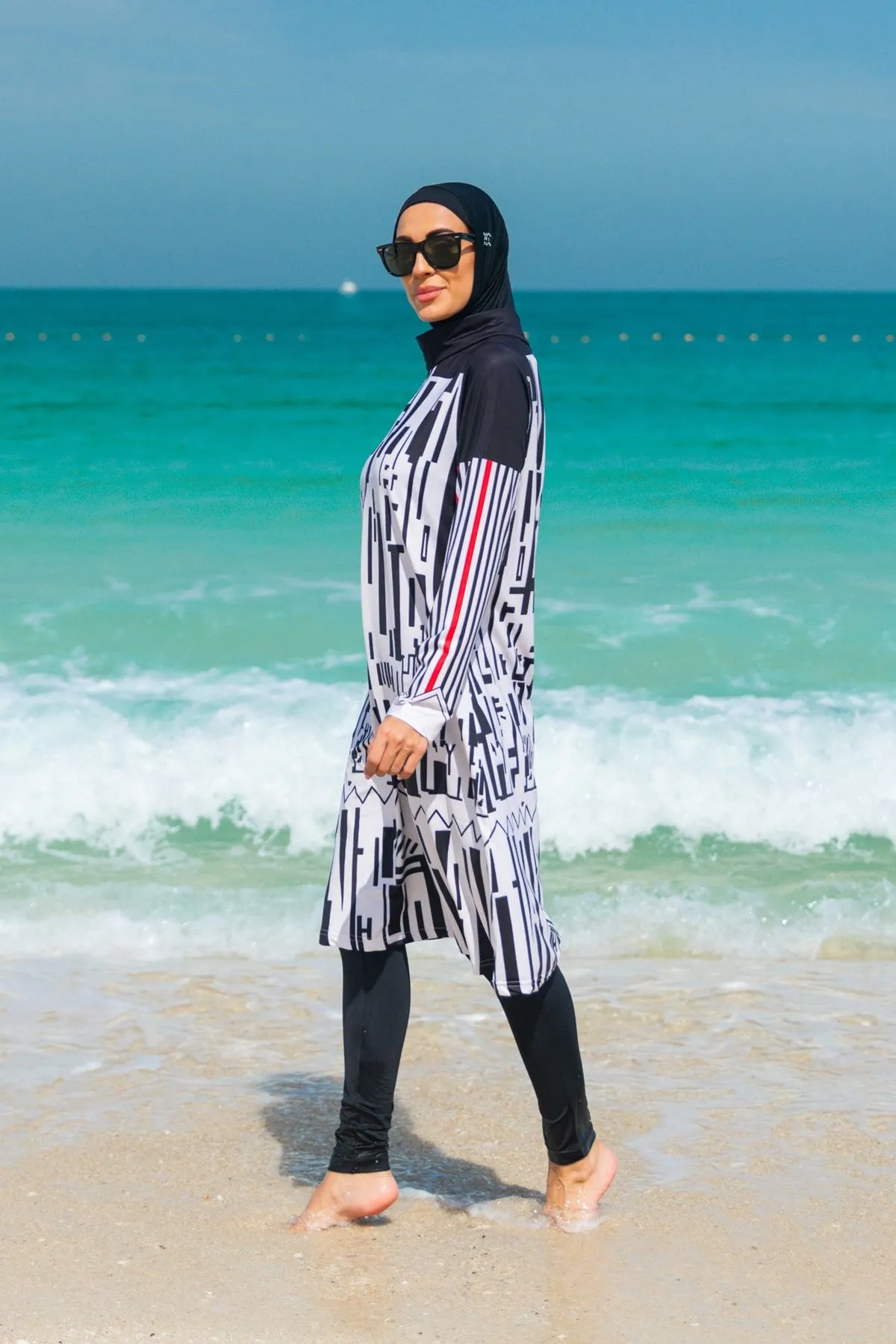 Lycra Black Burkini Modest Swimwear M2302