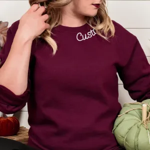 Maroon Custom Embroidered Crewneck Sweatshirt - Personalized Chain Stitch