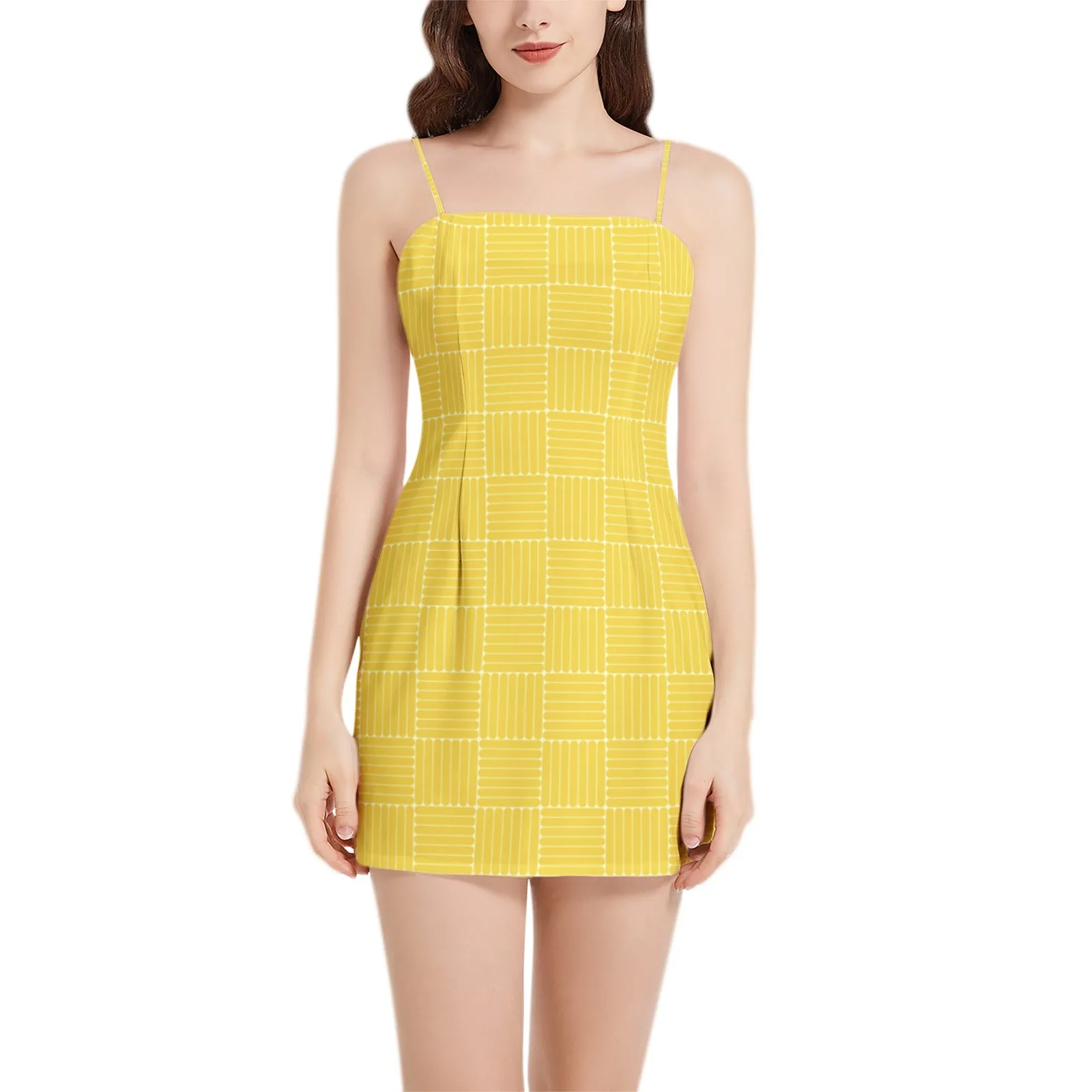 Maurice Sleeveless Square Neckline Spaghetti Strap Mini Dress