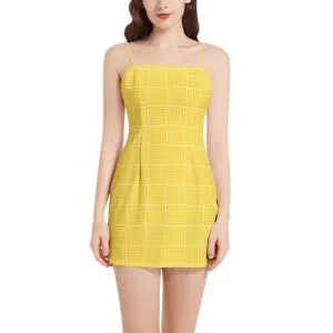 Maurice Sleeveless Square Neckline Spaghetti Strap Mini Dress