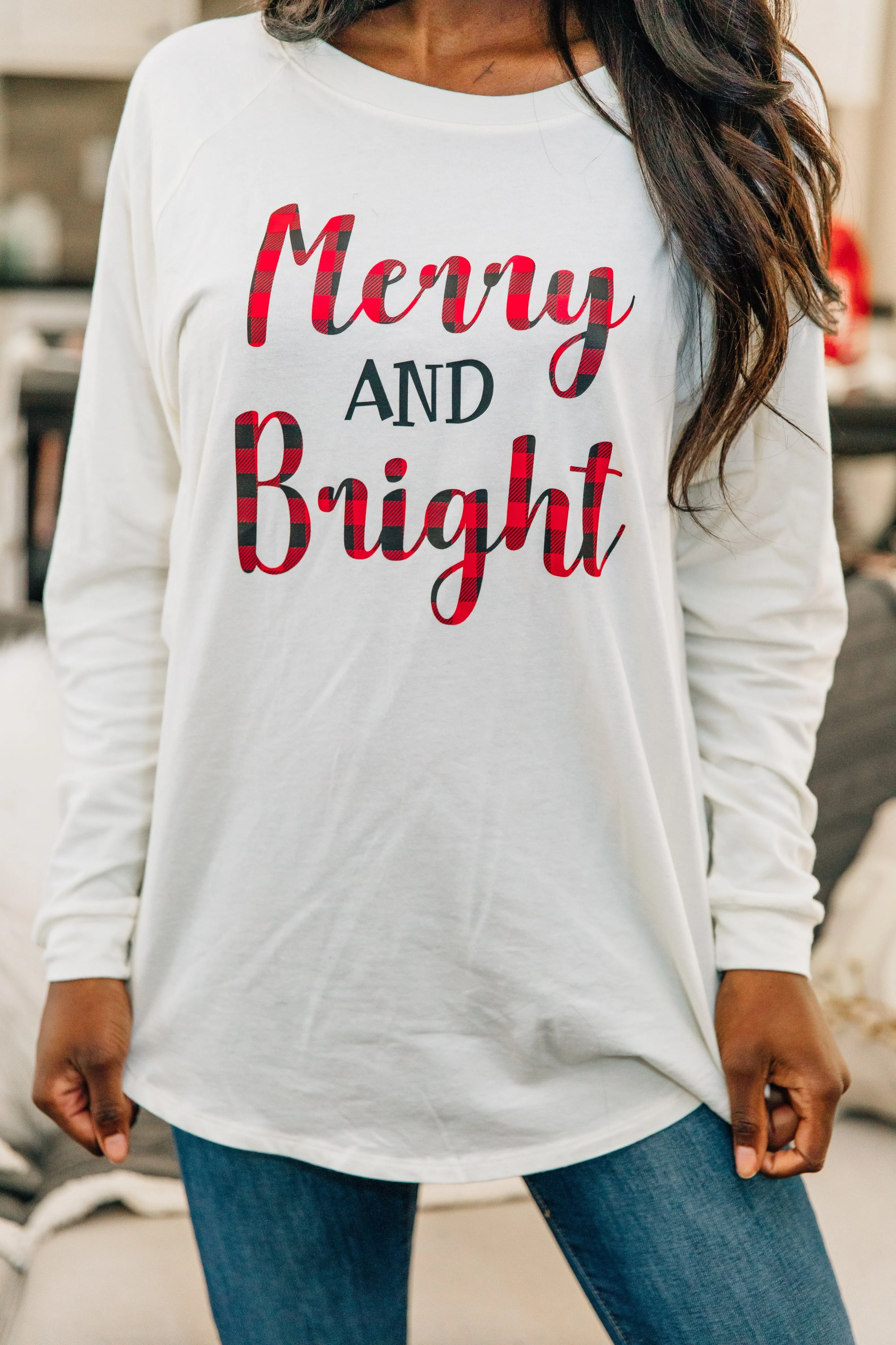 Merry And Bright Ivory Graphic Tunic
