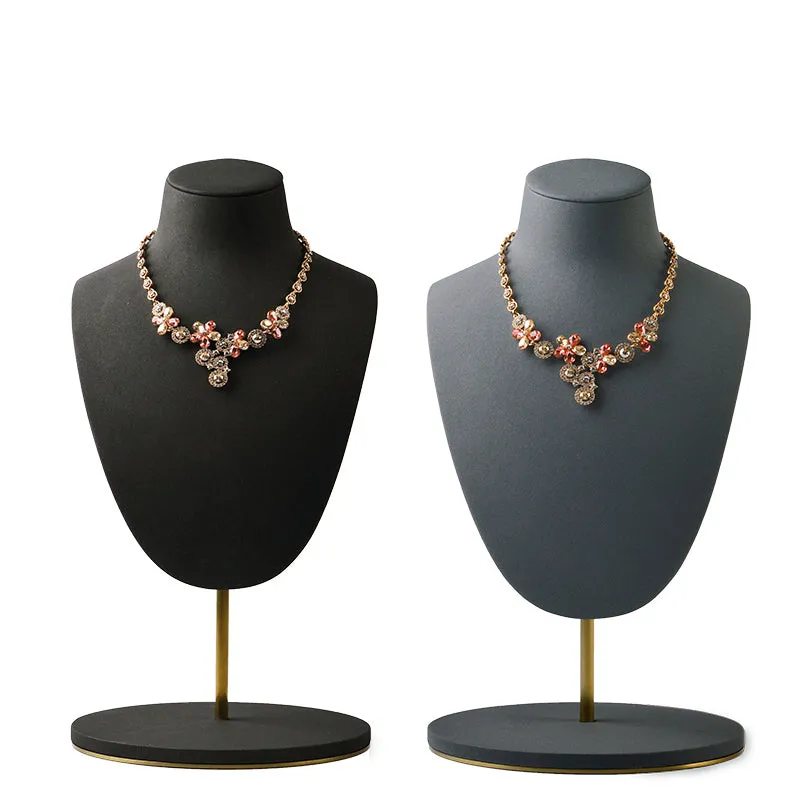 Metal Microfiber Adjustable Necklace Bust RX036